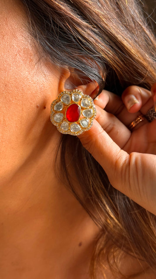 Ruby real Moissanite studs