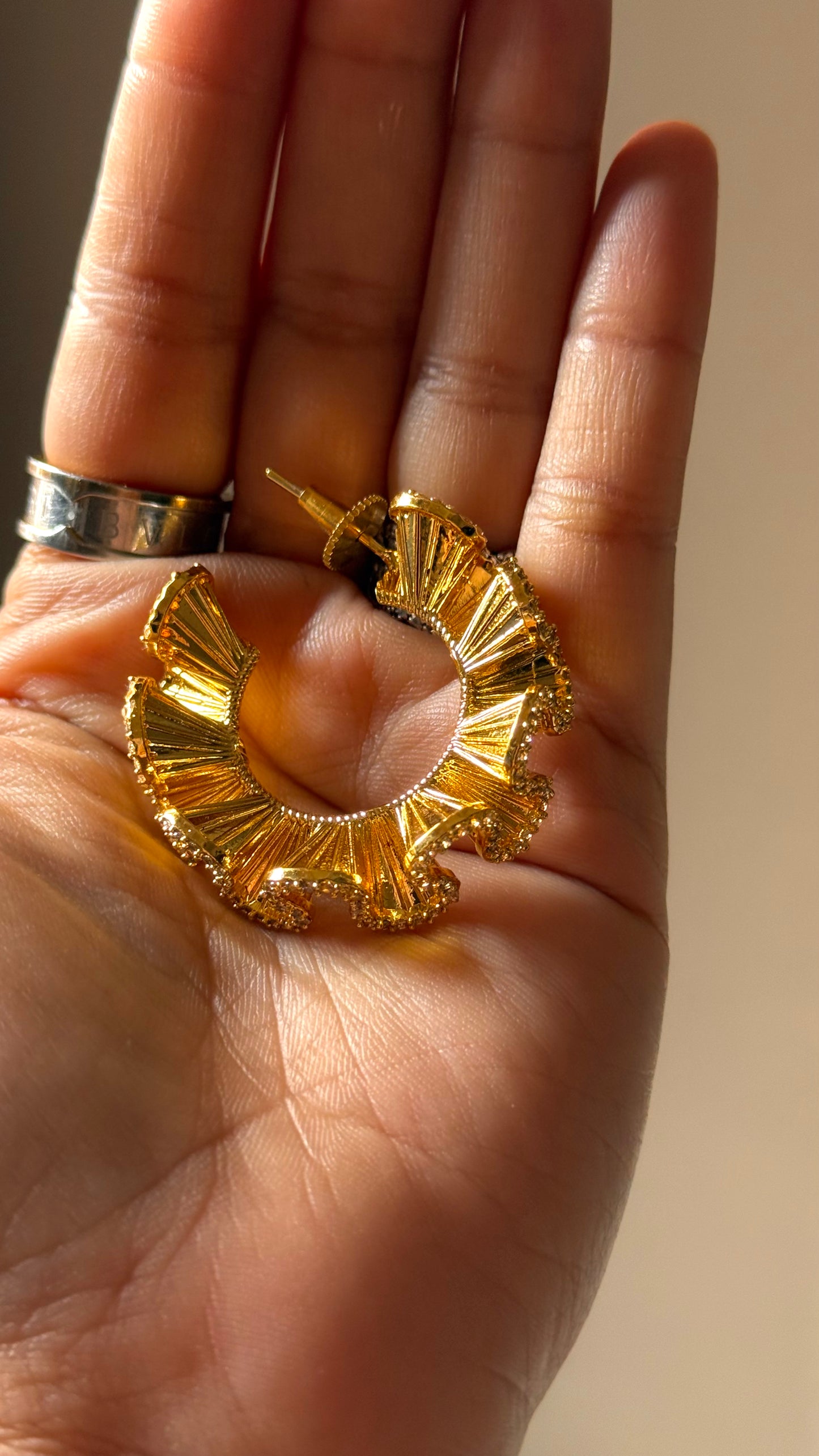 24kt Dubai Gold inspired Noodle loops with diamond detailing