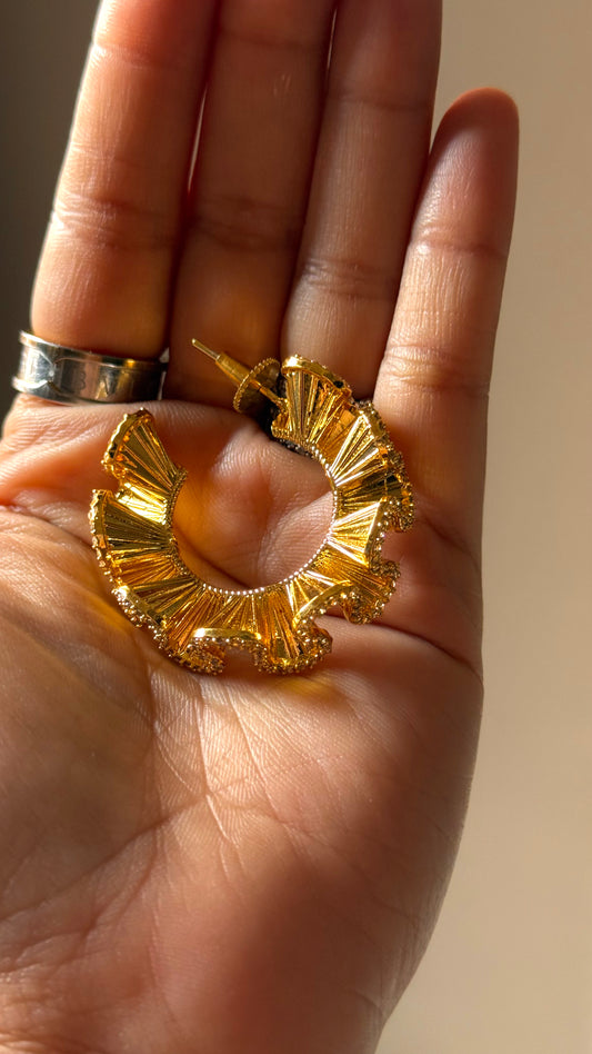 24kt Dubai Gold inspired Noodle loops with diamond detailing