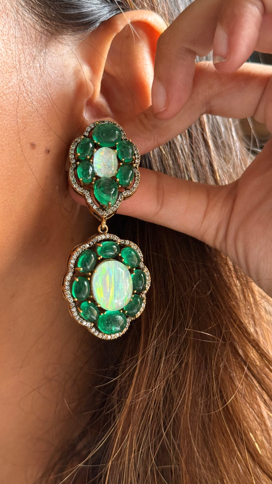 Real emerald & Zade danglers