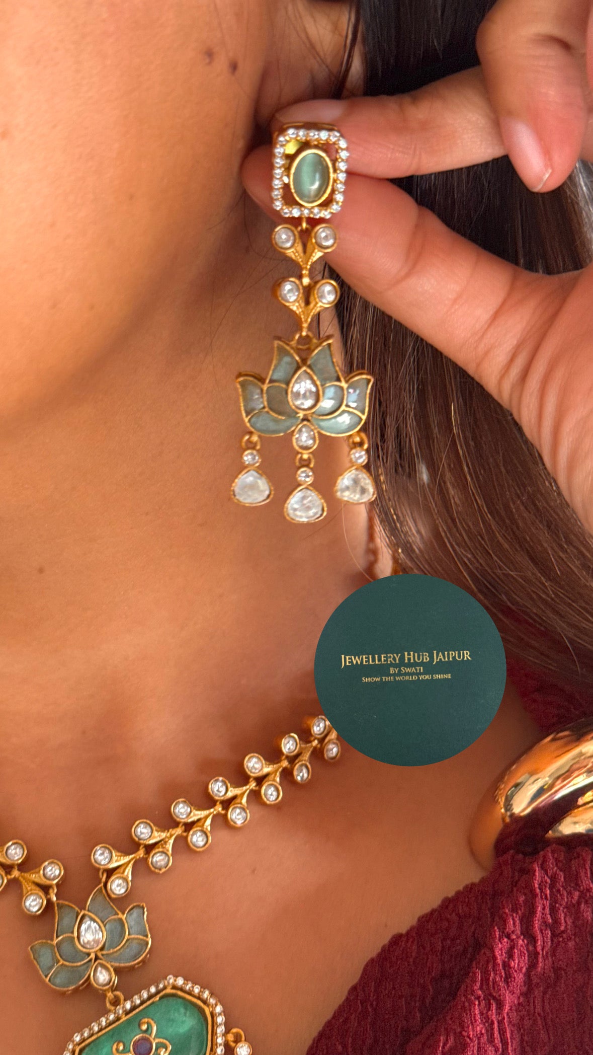 Mint doun]blet real moissanite necklace