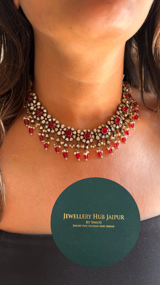 Victorian ruby Chaandi polki necklace