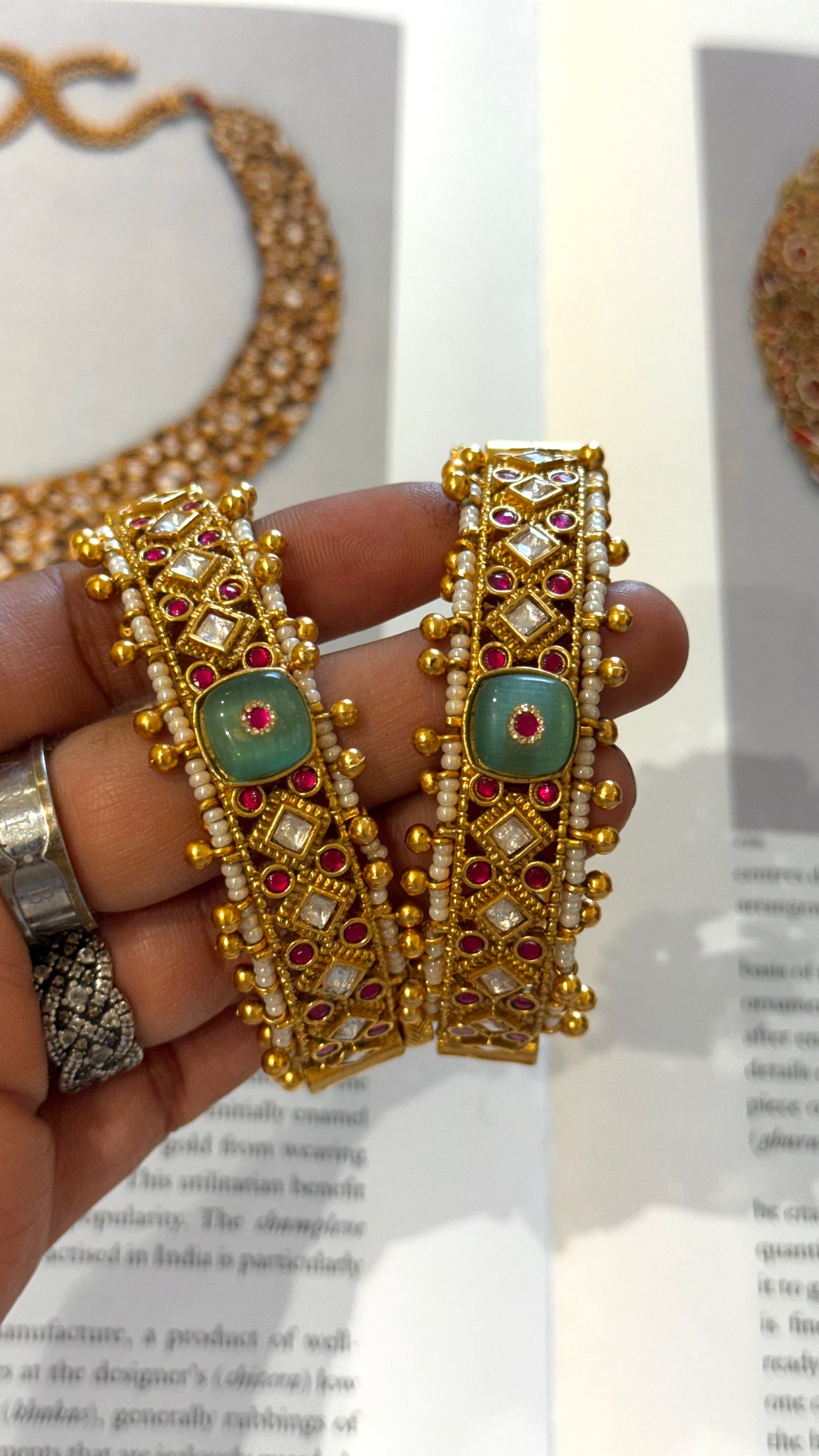 Mint inlay ruby nakashi rajwada bangles