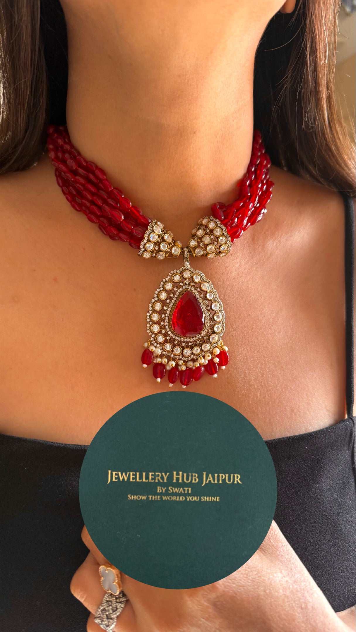 Ruby cocktail doublet necklace