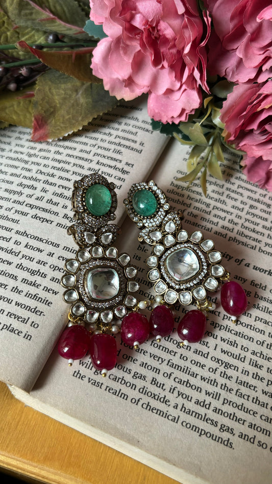 Mint ruby drop danglers