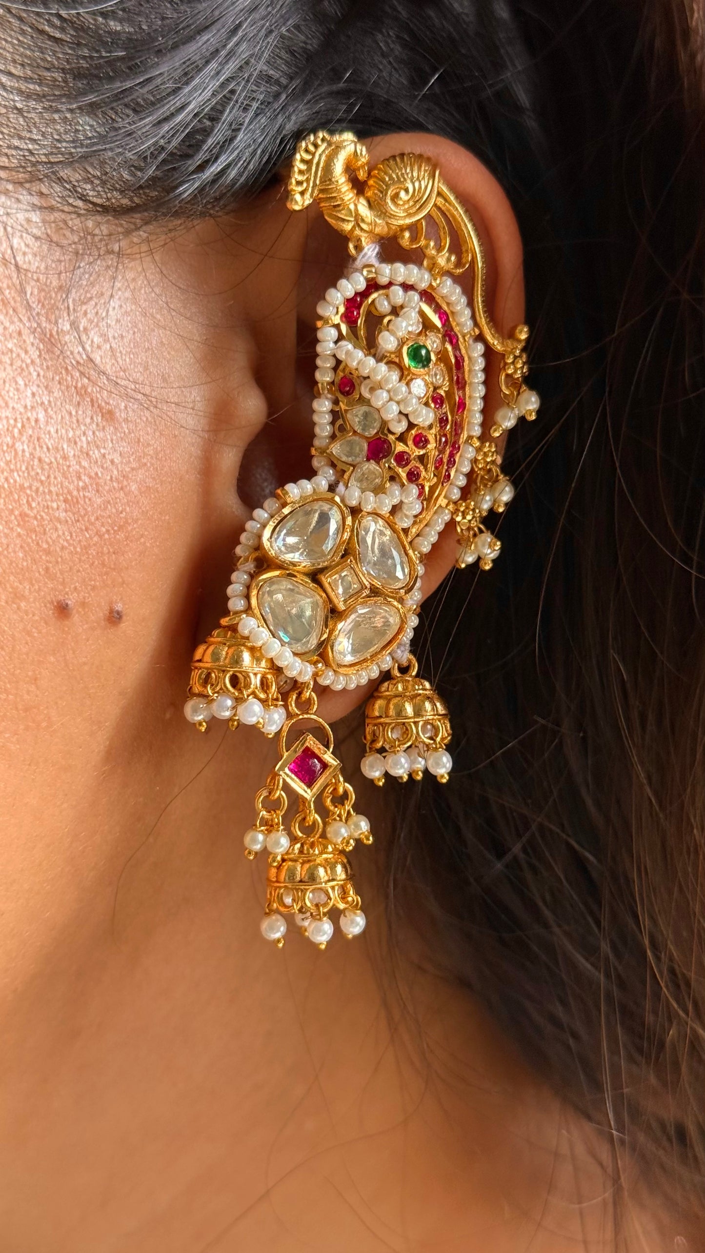Heritage moissanite floral ear cuff