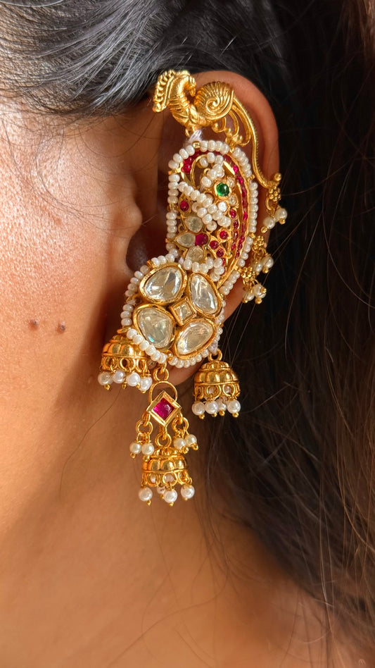 Heritage moissanite floral ear cuff