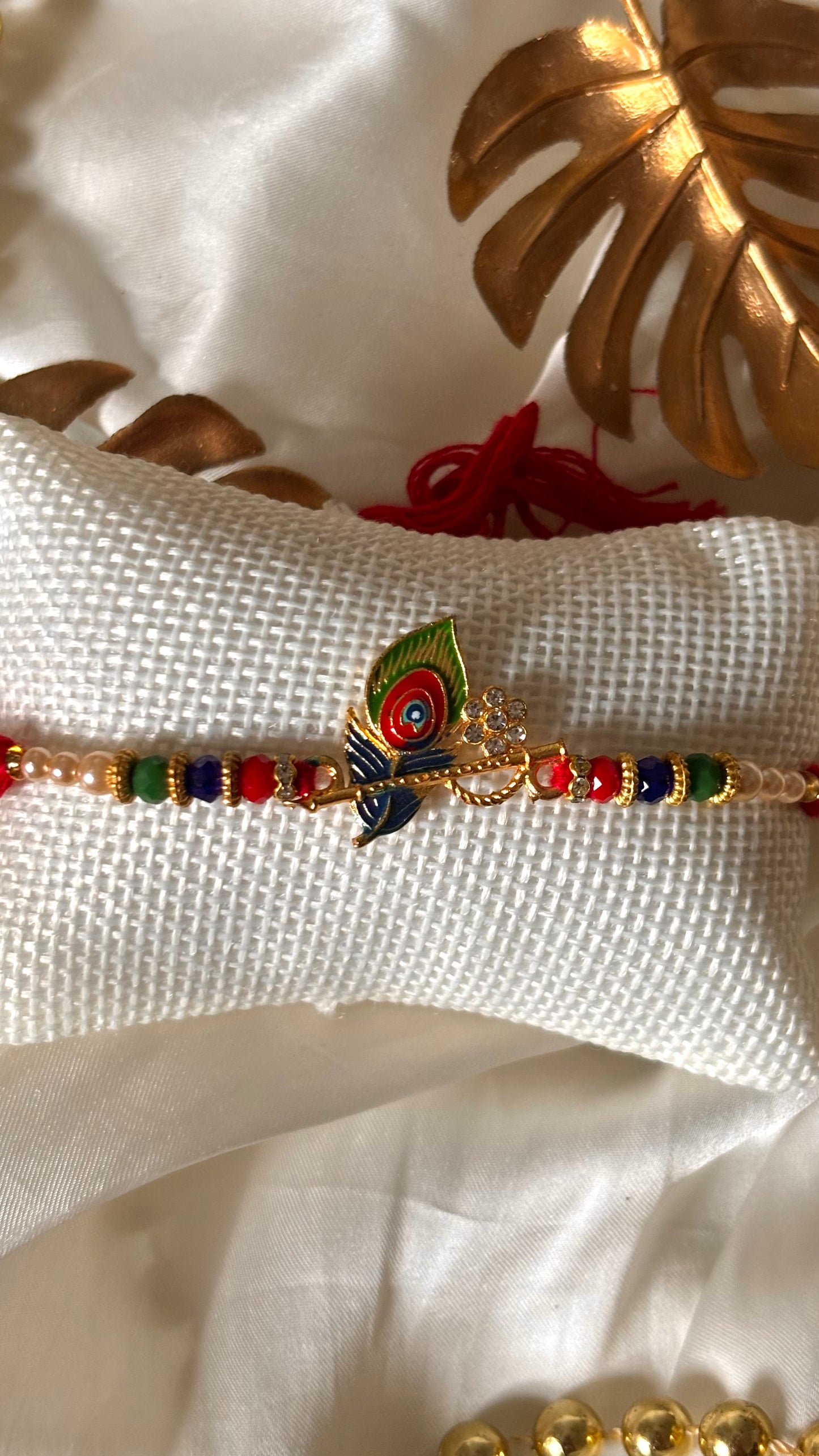 Morpankh inspired minimal rakhi ( shipping will be extra )