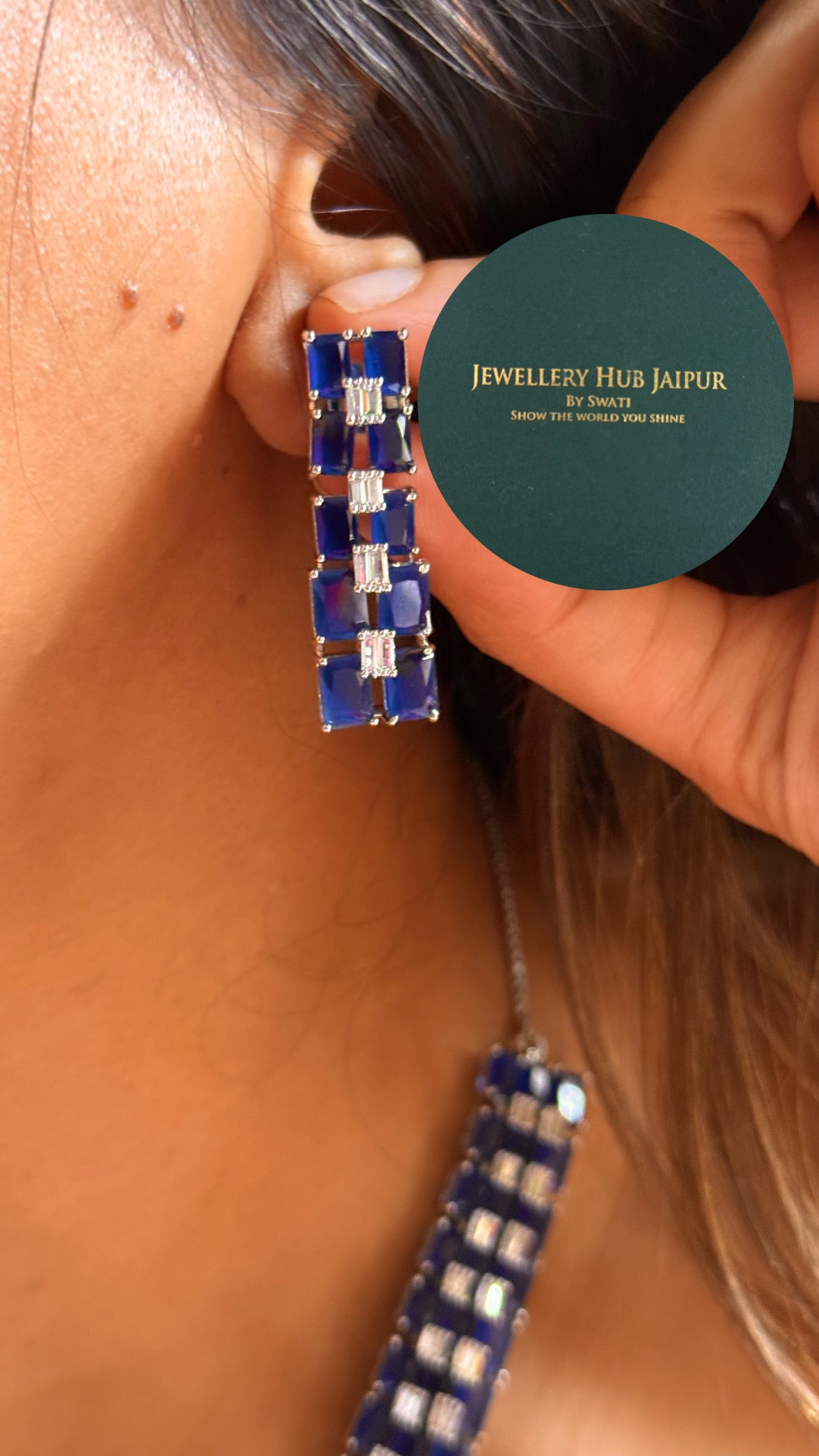 Sapphire cz diamond designer collar set