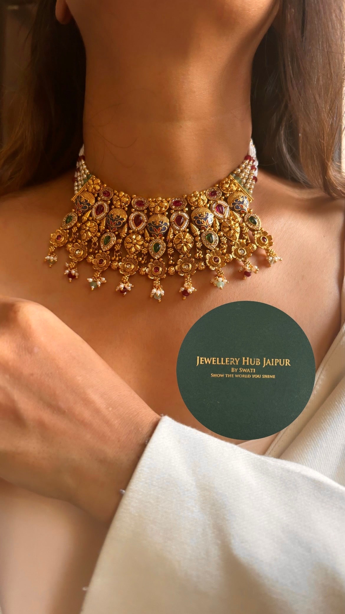 Meenakari gold necklace