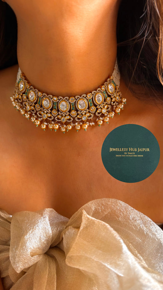 Panna mint moissanite designer choker set choker set