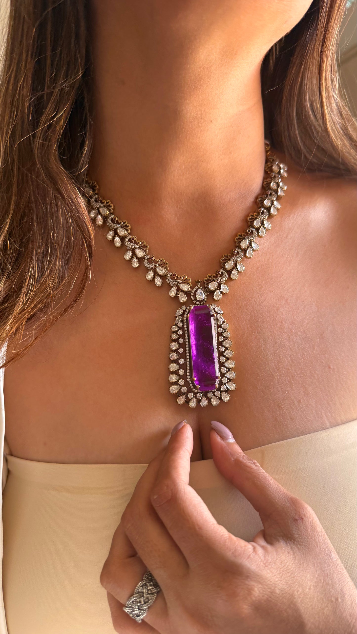 Preet Tanzanite necklace with earrings