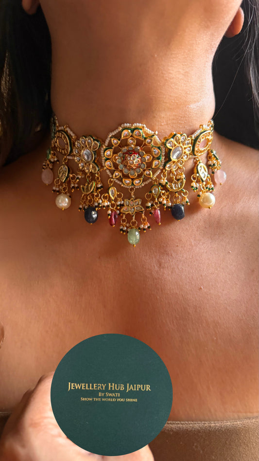 Multi coloured meenakari kundan Necklace
