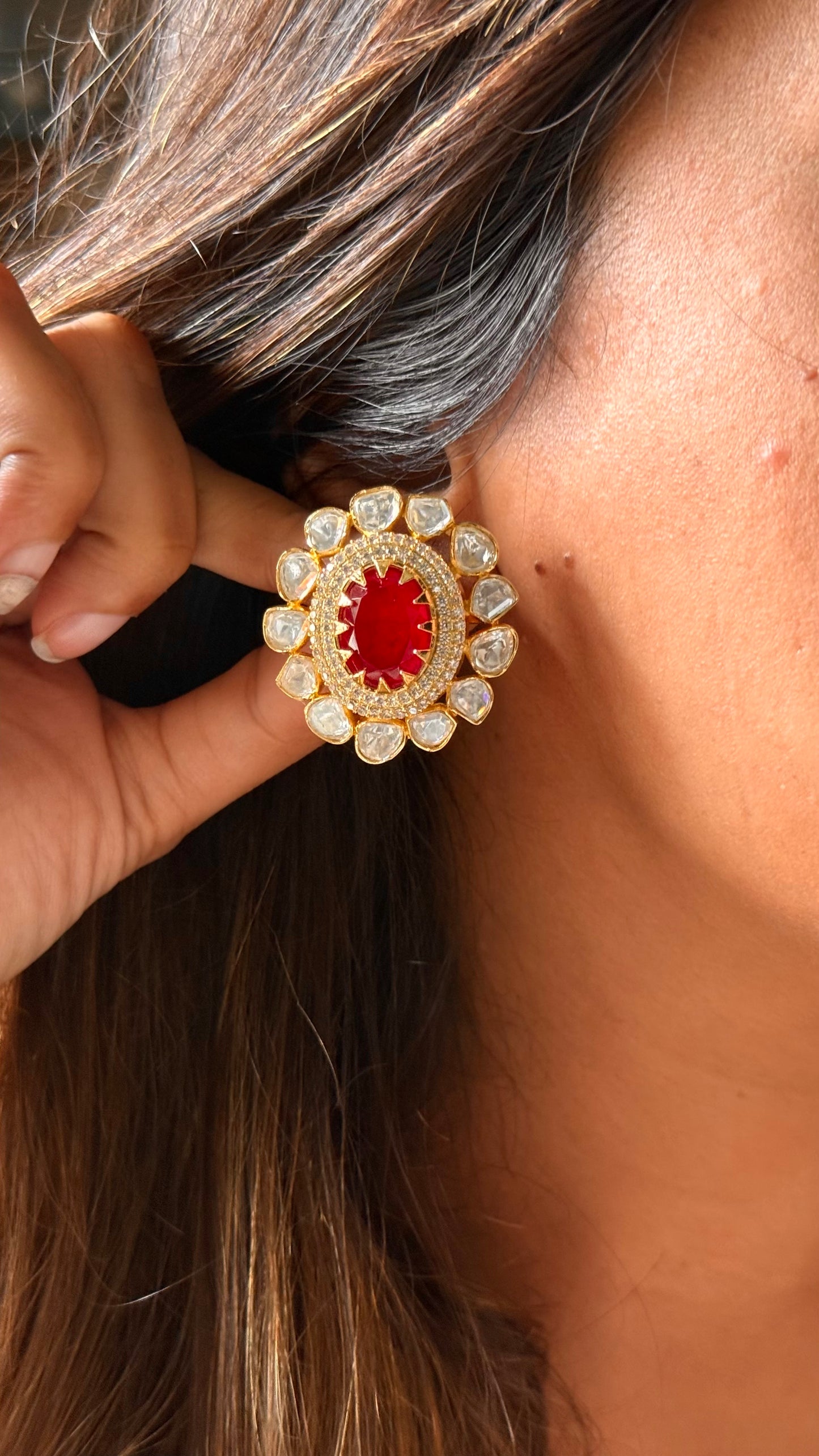 Ruby real Moissanite studs