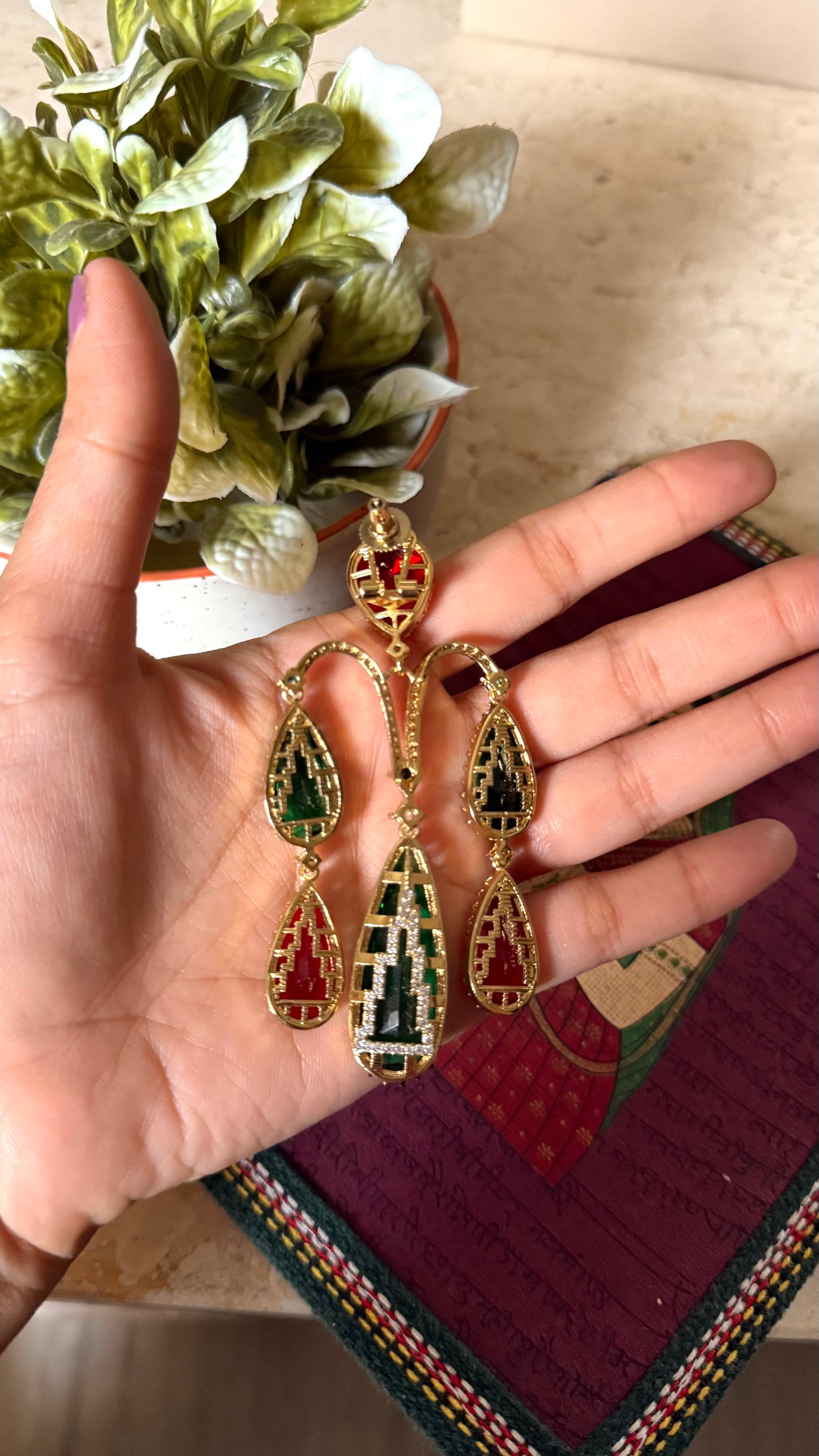 Sabyasachi inspired emerald & ruby earrings