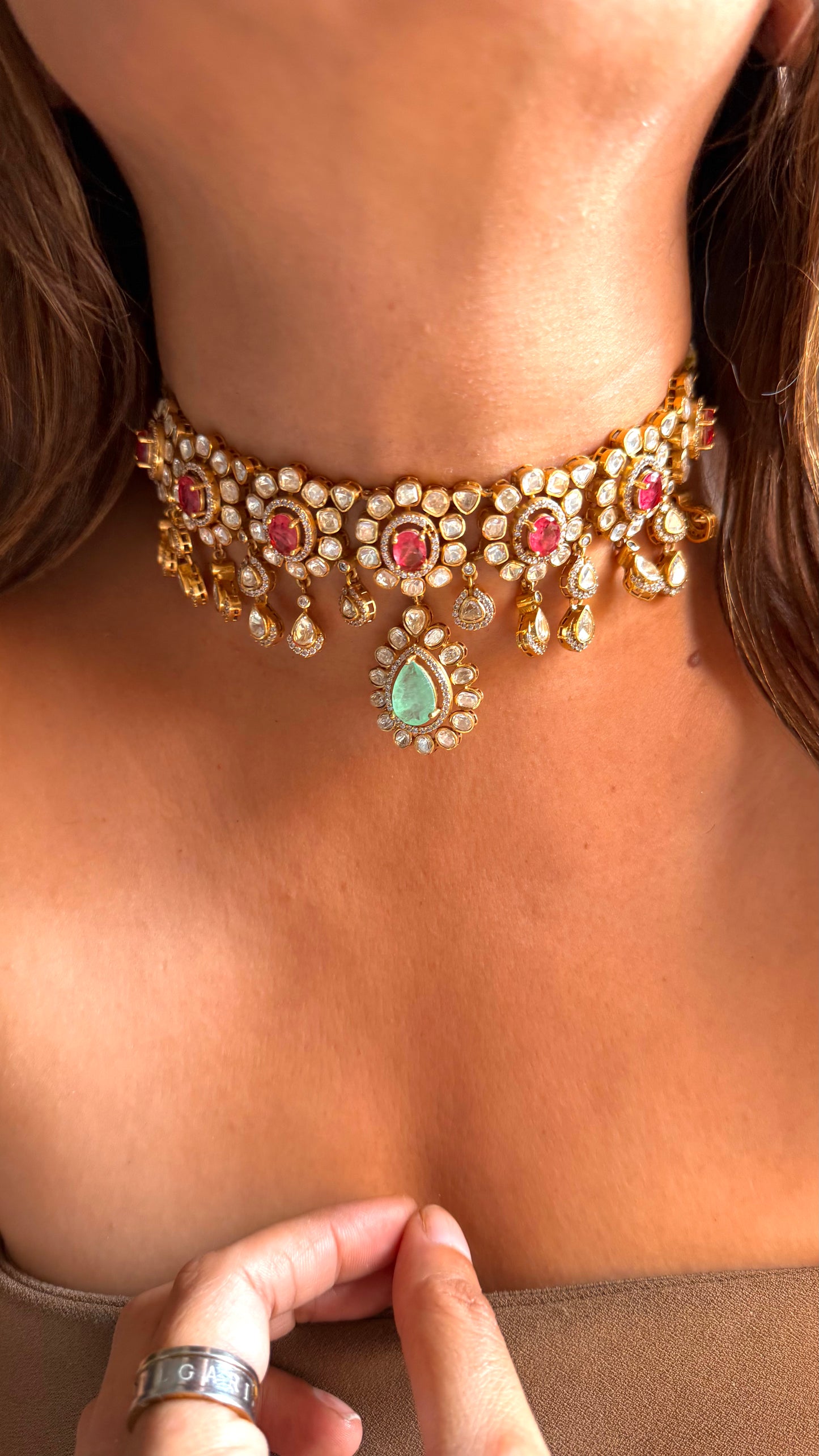 Ria designer bridal Asia LV Polki Necklace
