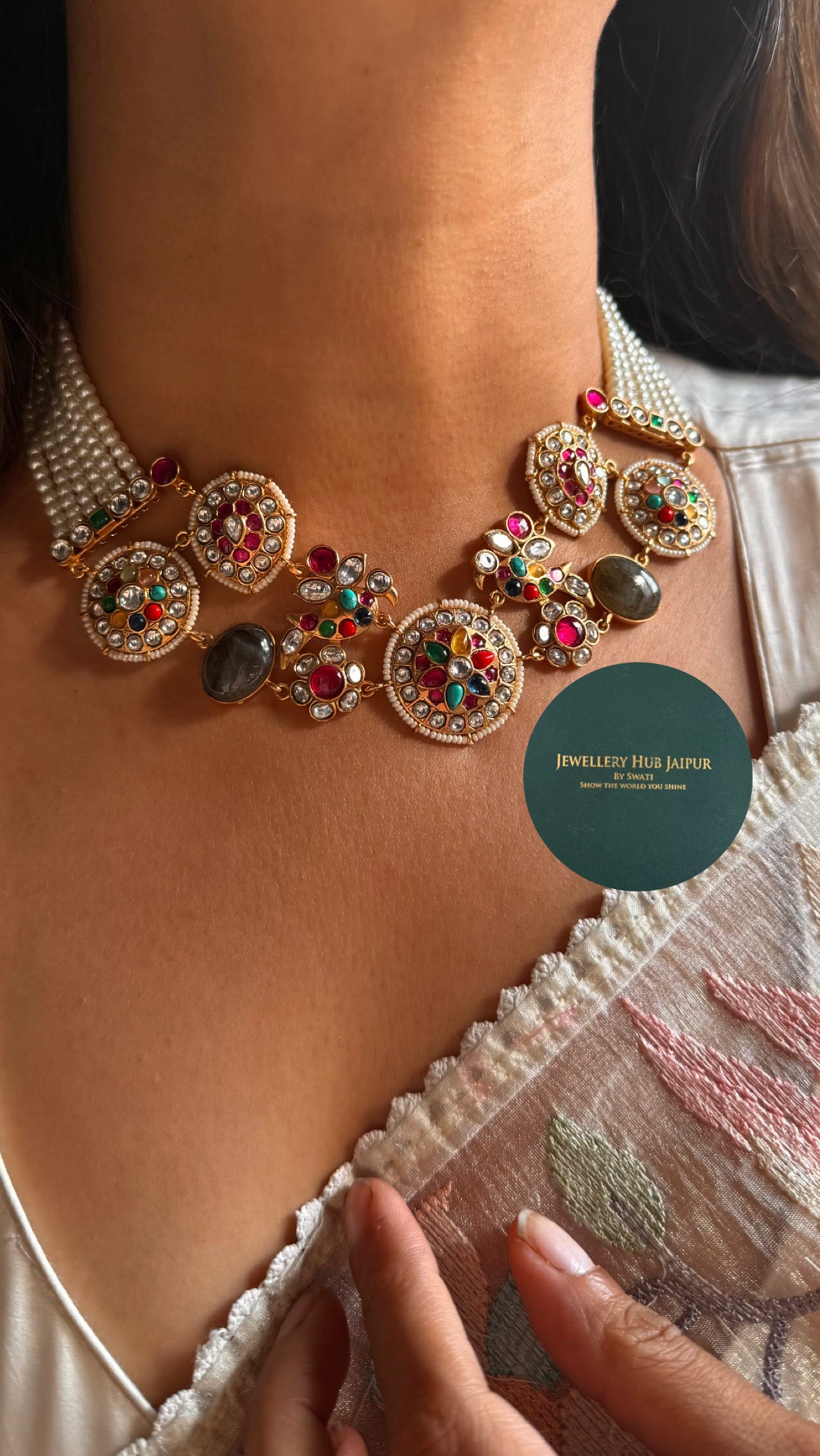 Granite Amrapali Navratna pearl set