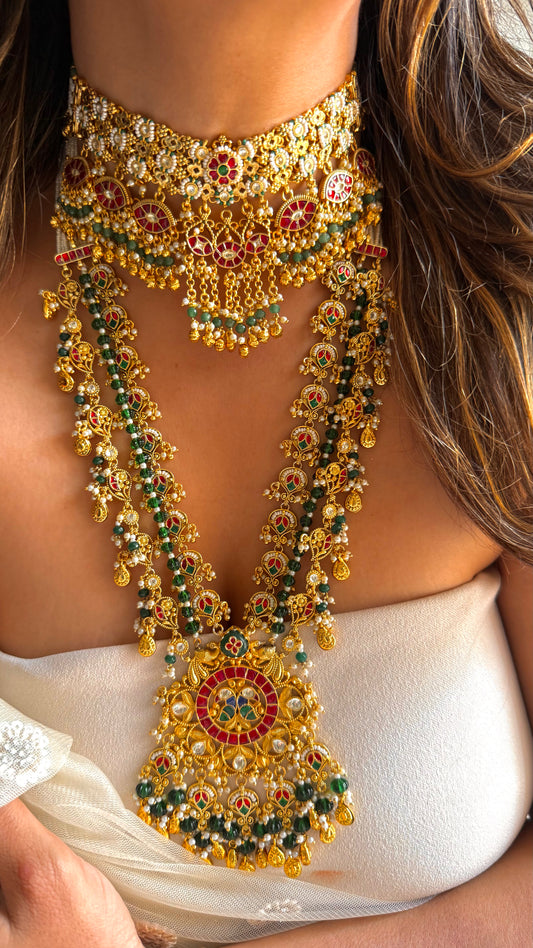 Heritage Paachi Polki bridal combo