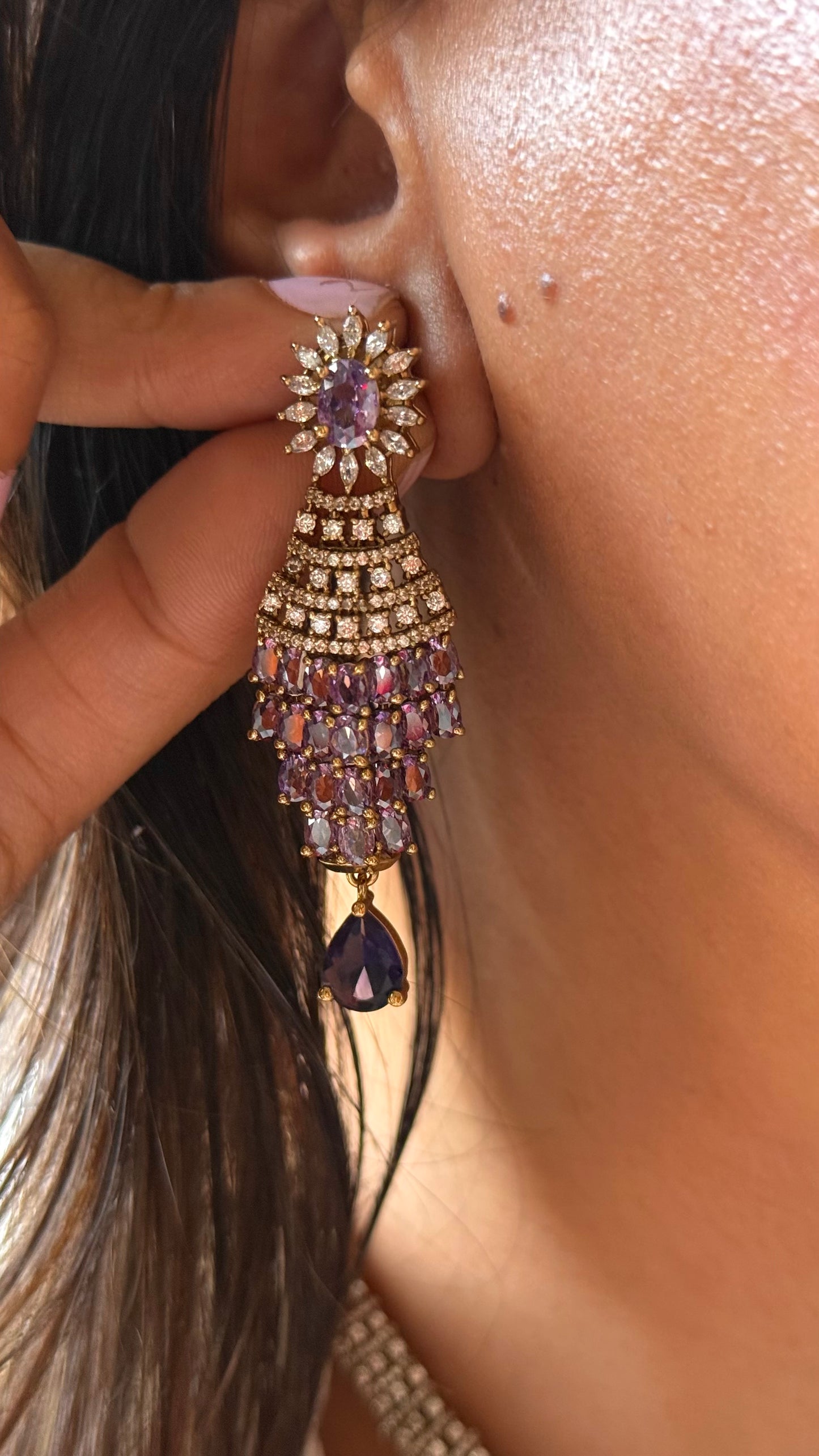 Sapphire doublets with cz diamond collar necklace