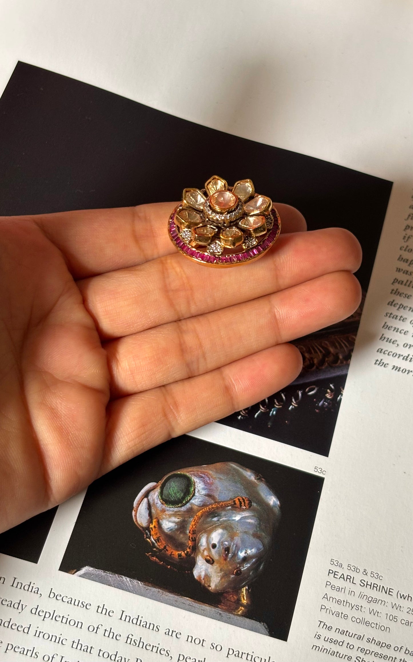 Ruby diamond uncut polki ring