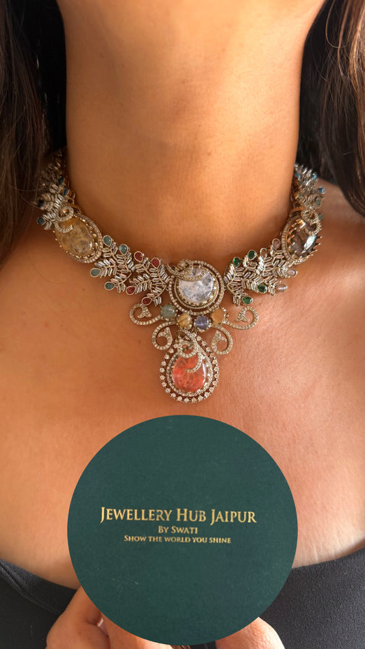Sabyasachi inspired peach floral cocktail necklace