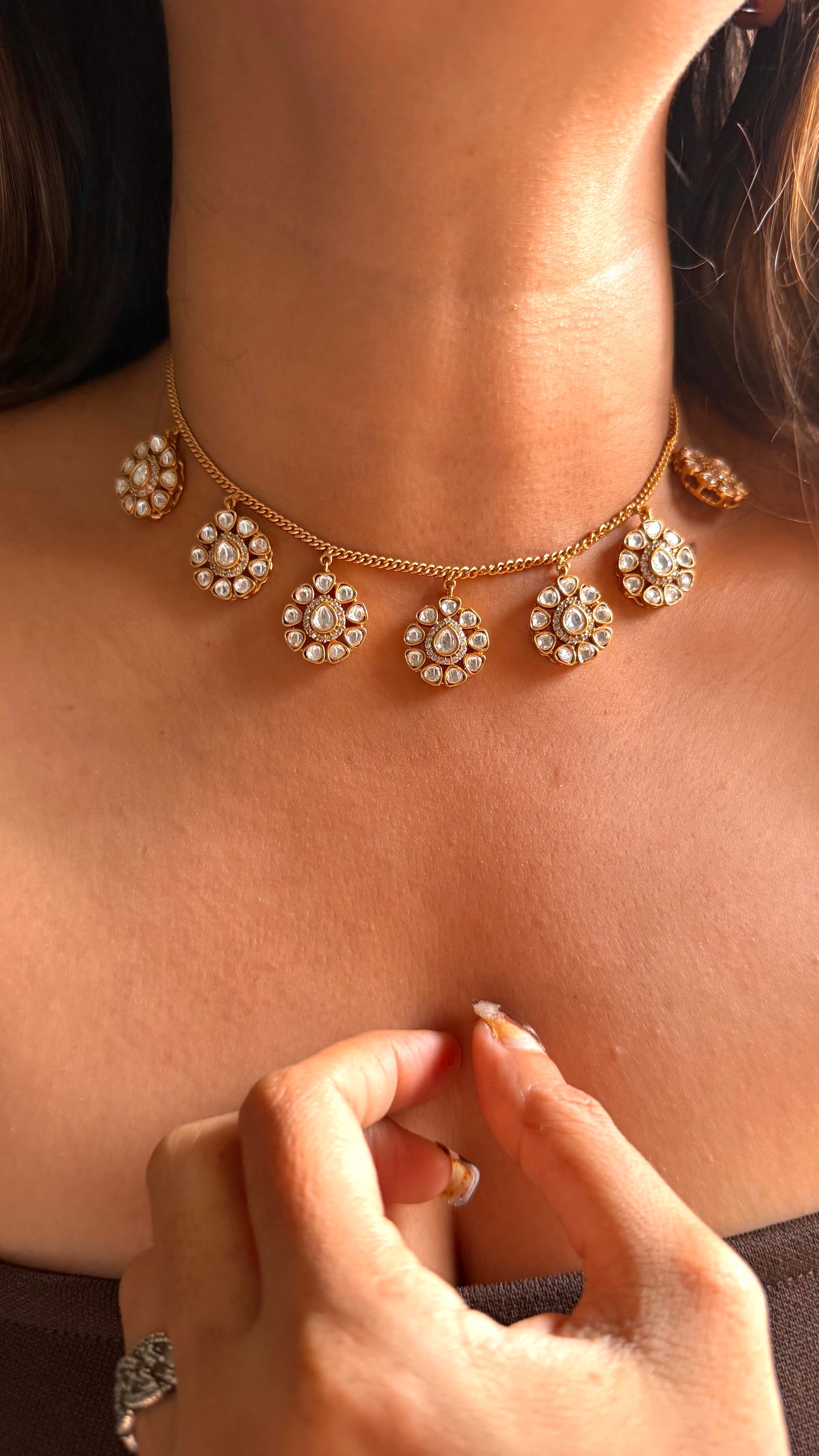 Moissanite polki floral minimal set