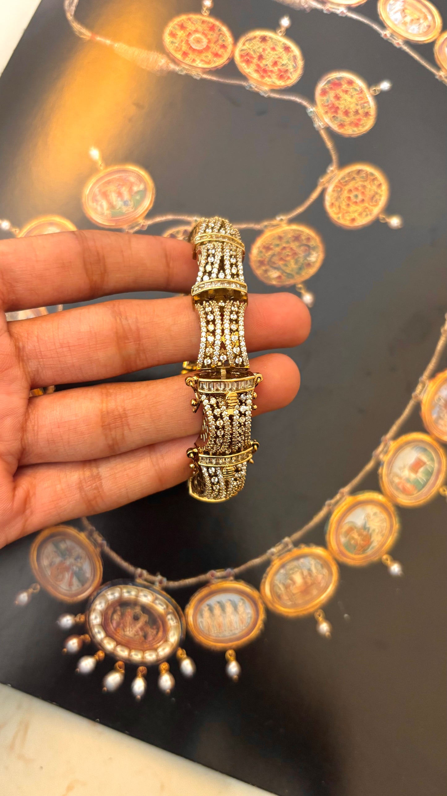 Cz diamond Victorian adjustable bracelet