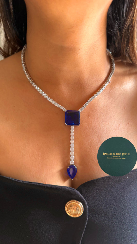sapphire doublet diamond statement necklace