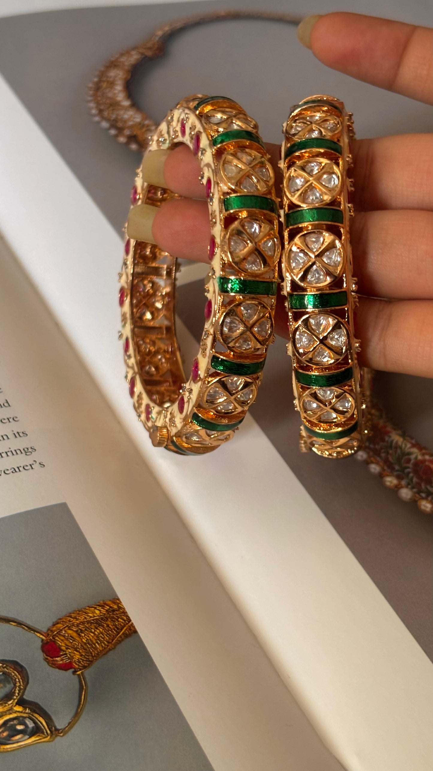 Emerald meena moissanite ruby bangles