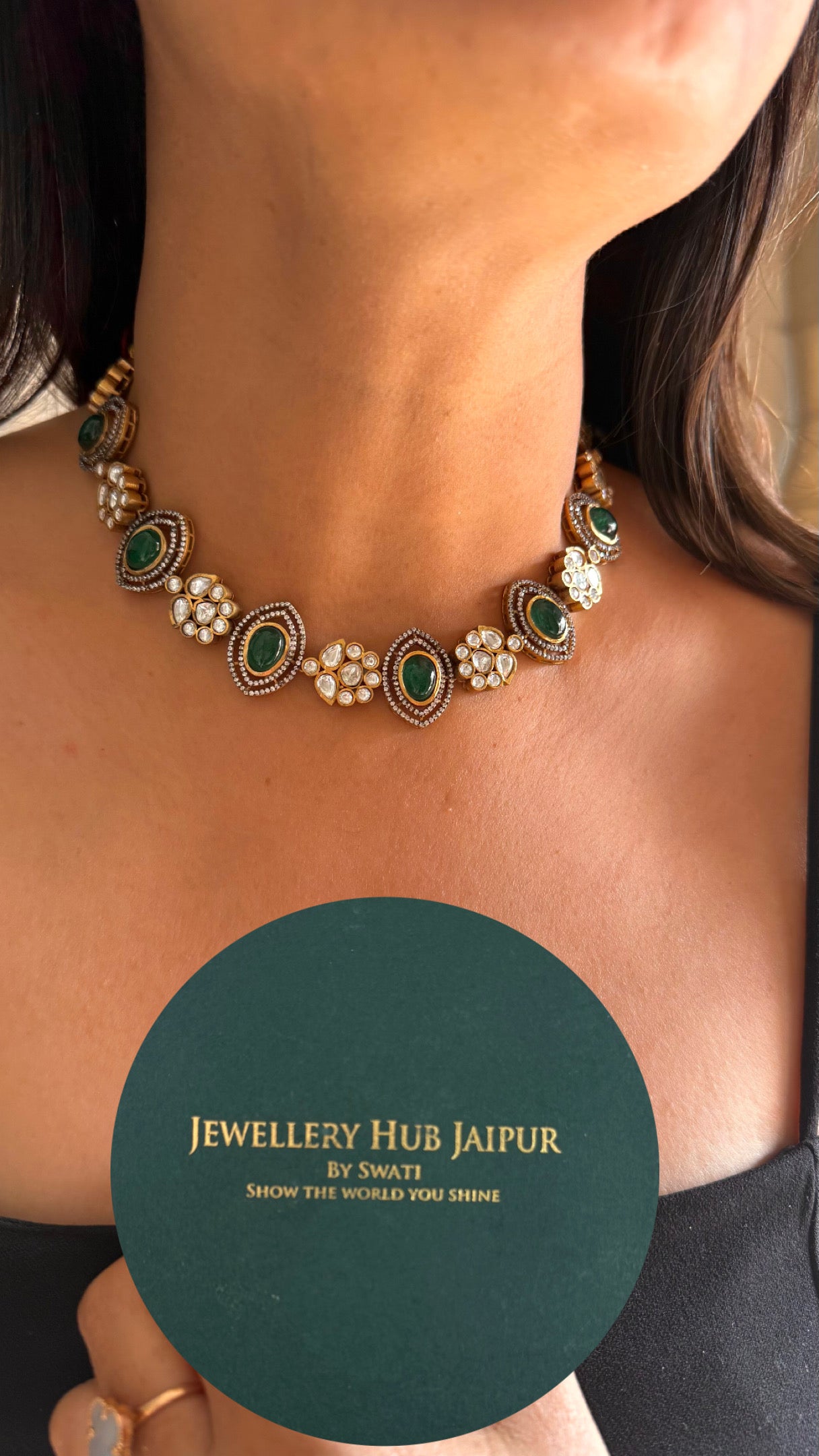 Emerald floral doublet necklace