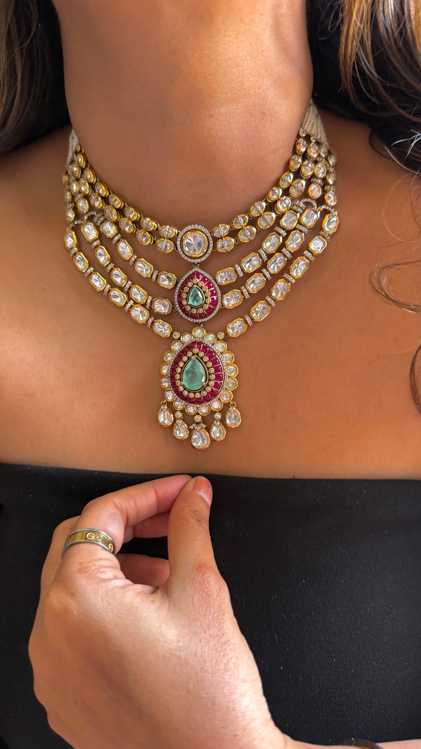 Mint & Ruby five layer Polki set