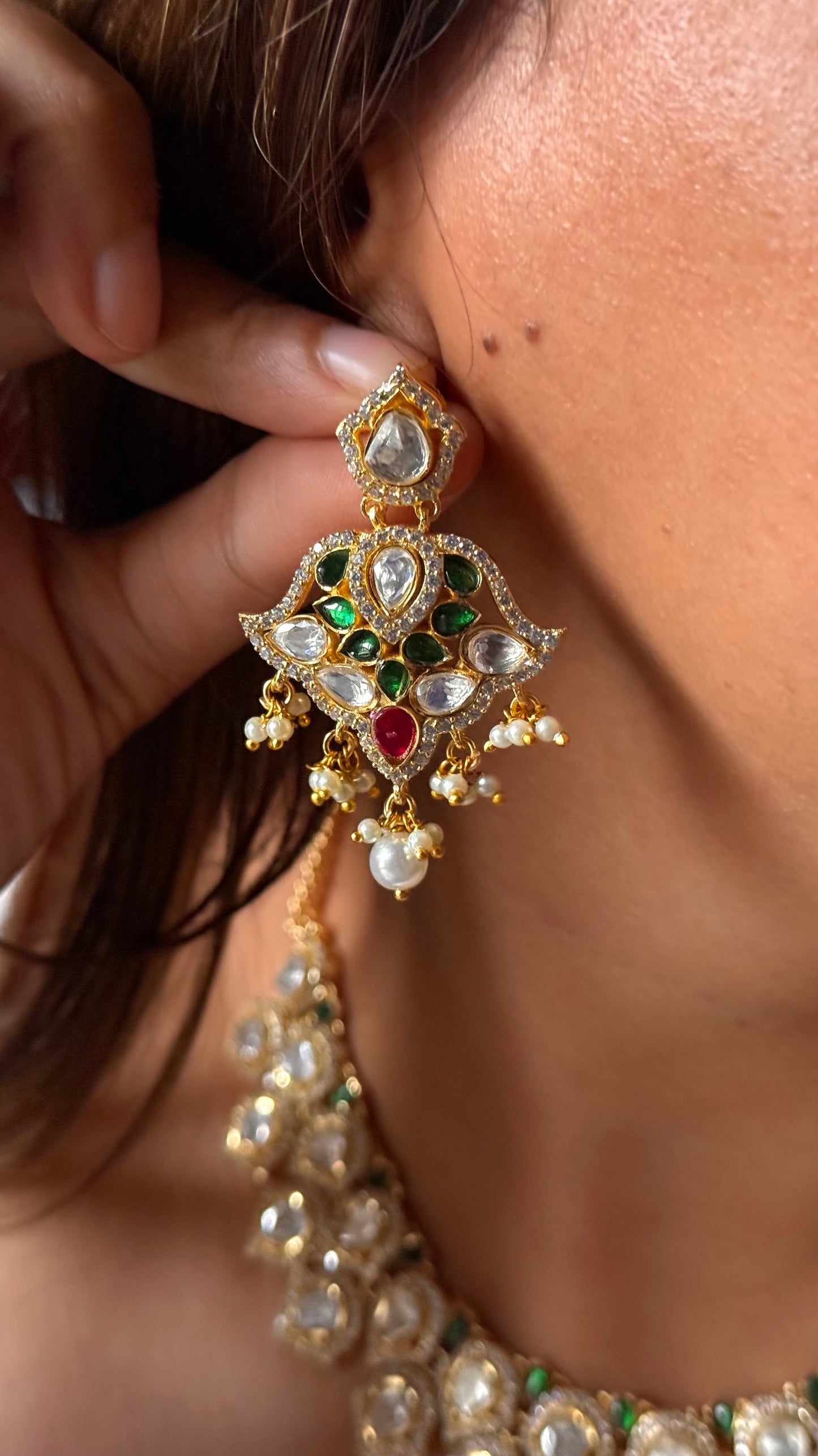 Real moissanite paan kundan Necklace