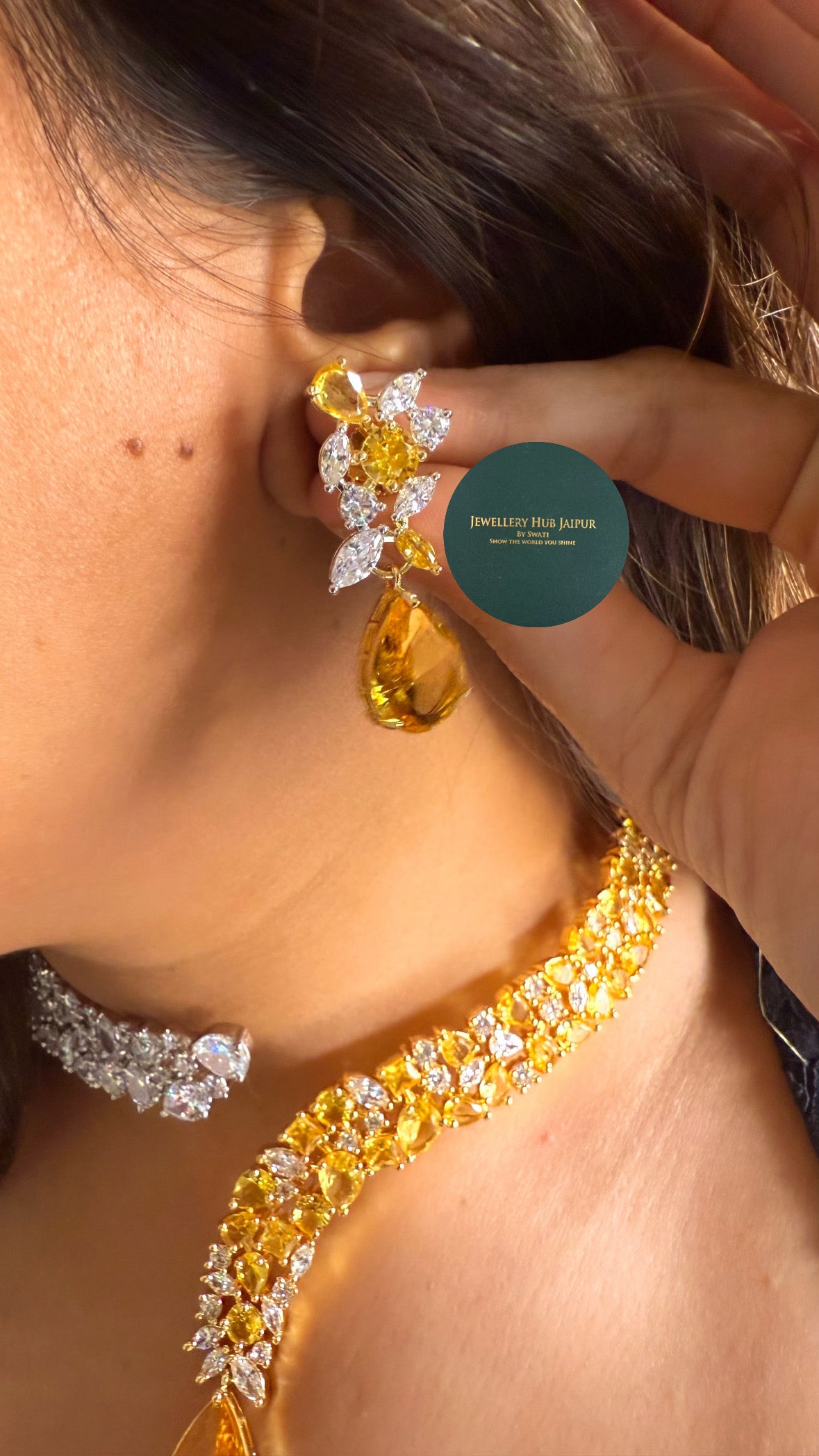 Ojasvi Topaz doublet designer necklace