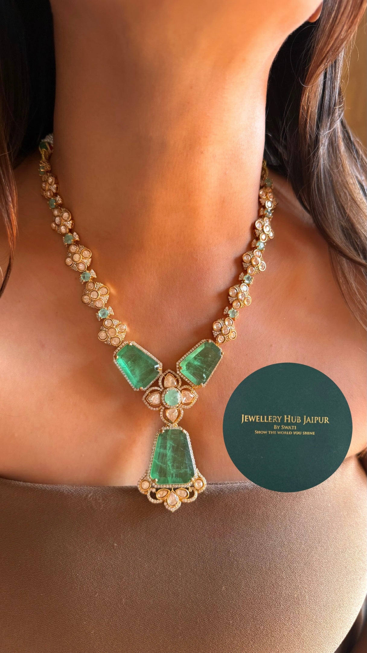 Mint doublets with floral pattern Necklace