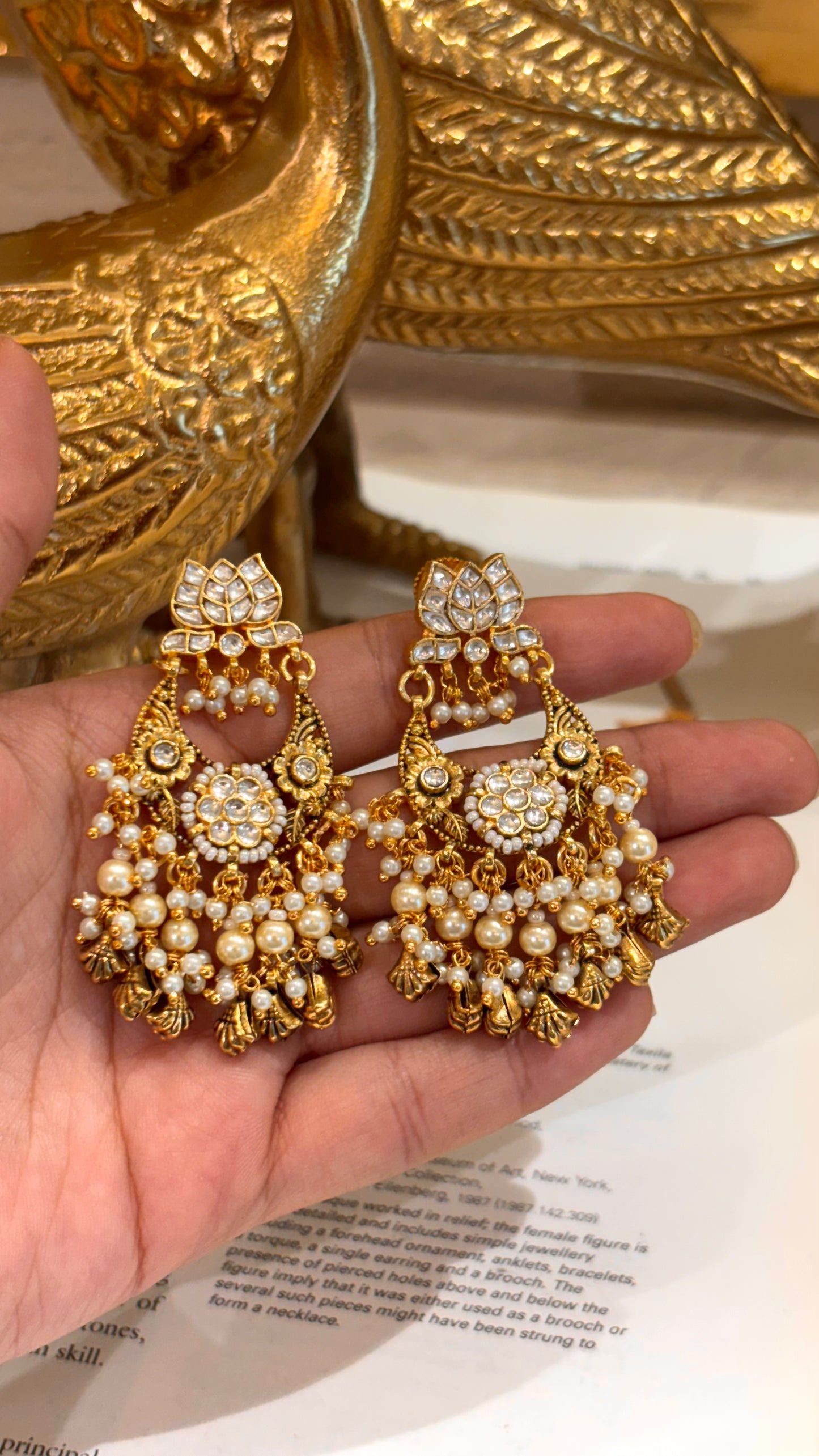 Lotus designer paachi kundan Earrings