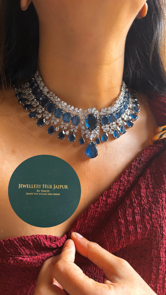 Sapphire cz diamond necklace set ￼
