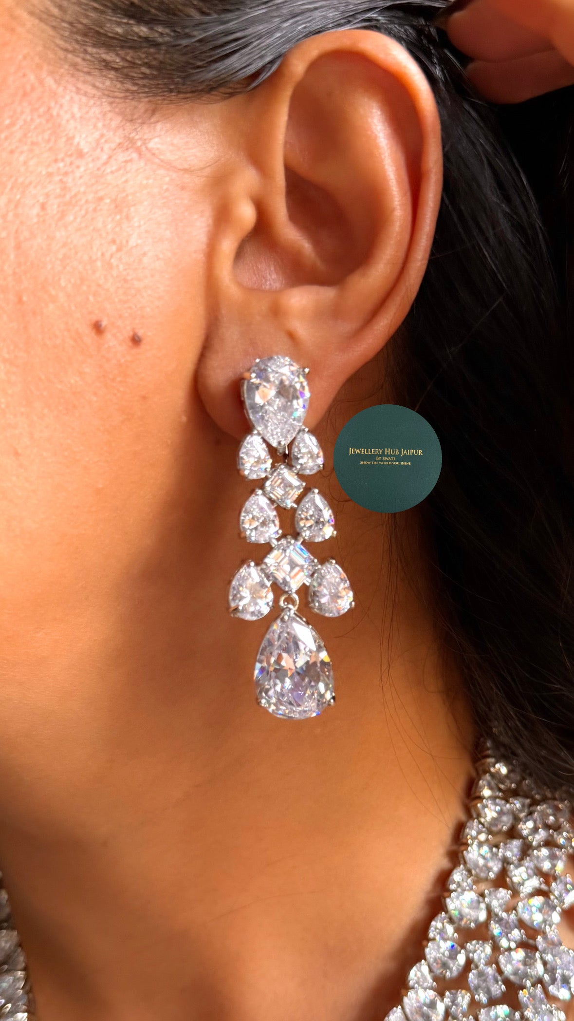 Jasmine Designed cz diamond collar necklace set