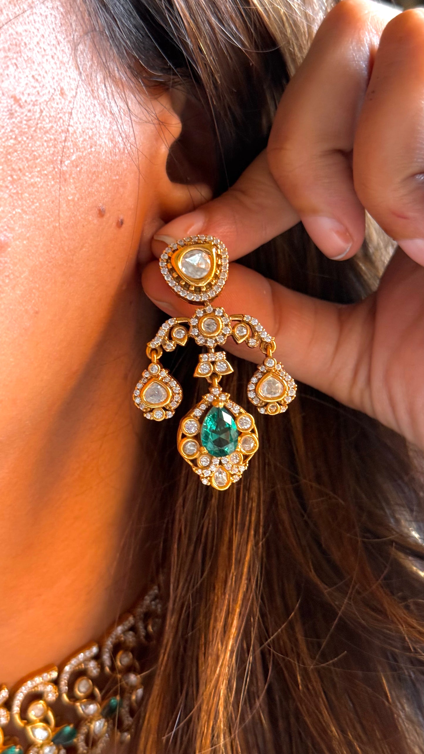 Bridal Asia inspired emerald designer necklace