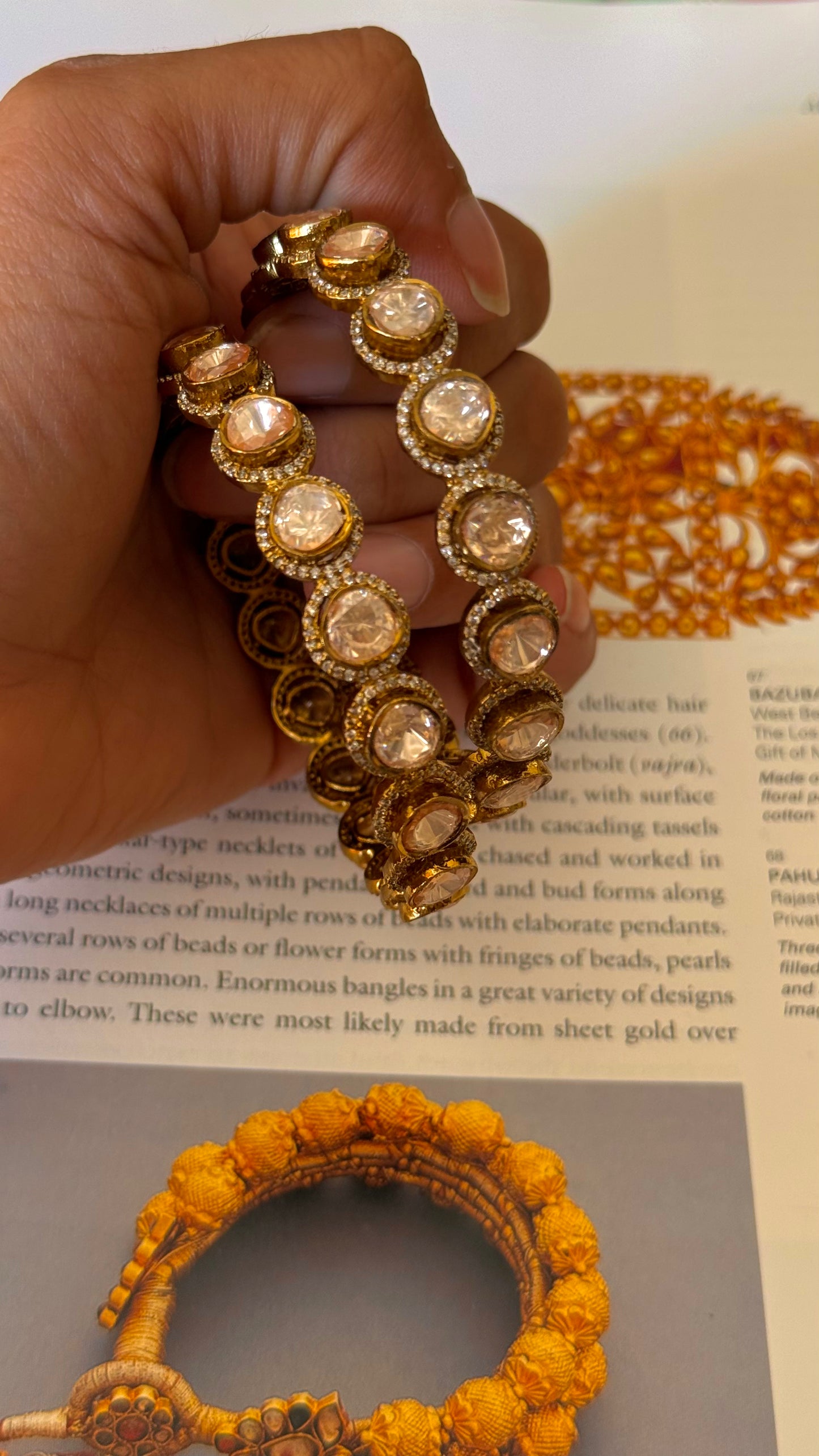 Moissanite (peeli polki) polki bangles ( non openable)