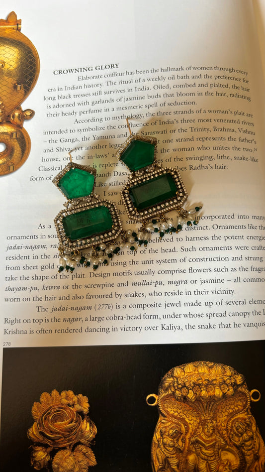 Emerald doublet victorian earrings