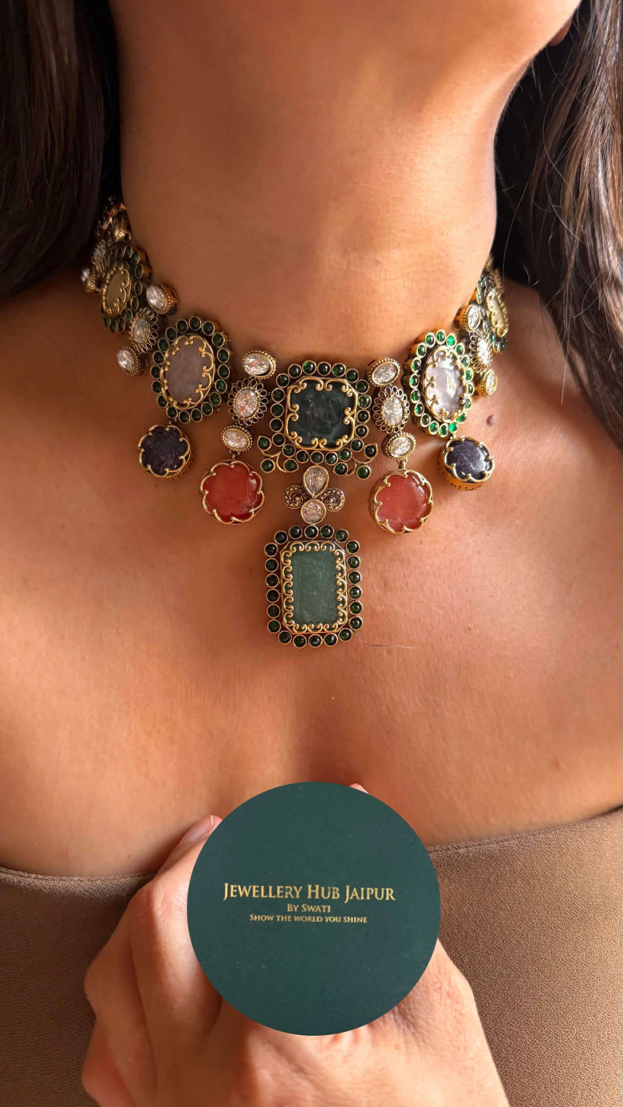 Sabhyasachi inspired designer navrtna gems necklace