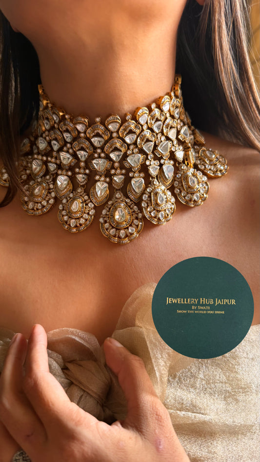 Real Moissanite bridal  asia choker Necklace(will be ready in seven days from the date of order)