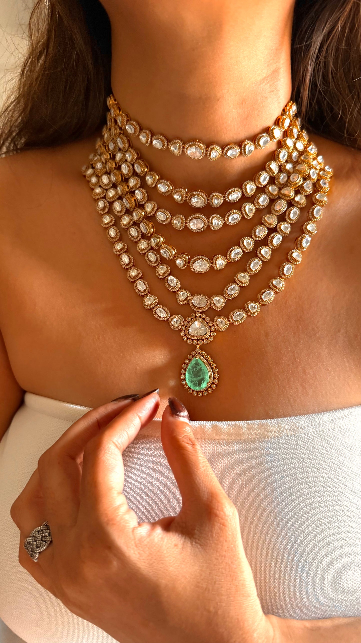 Mint doublet 6 layer Moissanite set