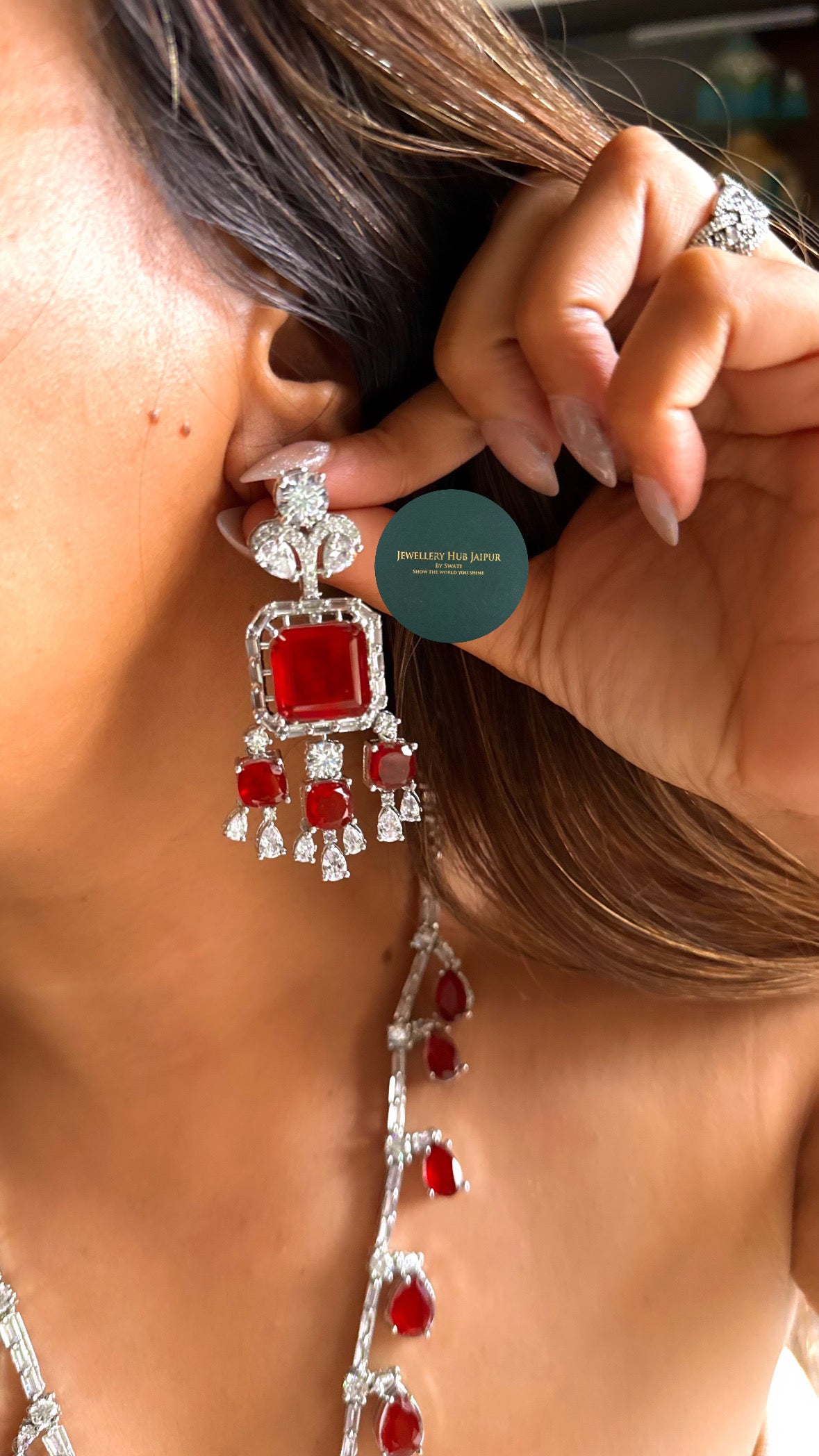 Ruby doublet diamond long set