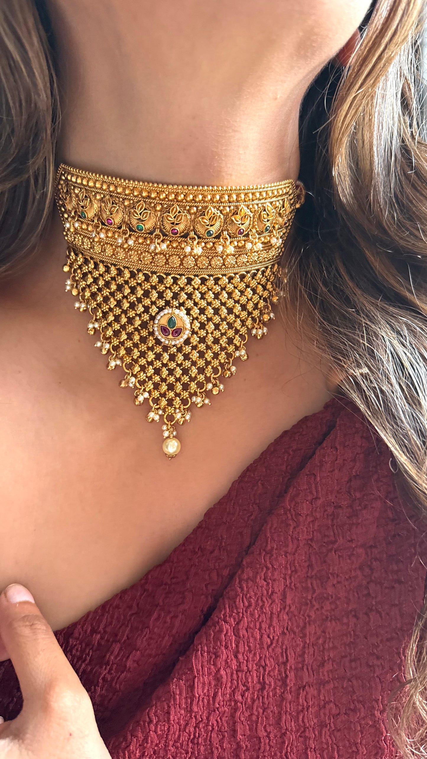 Rajwada Aad with pachi & pearl detailing