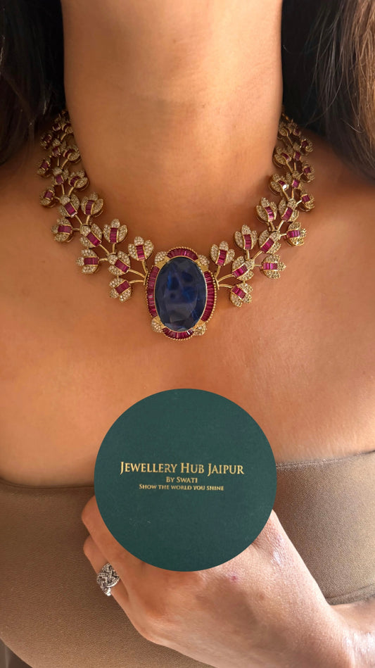 Bridal Asia Rani pink & sapphire designer Necklace