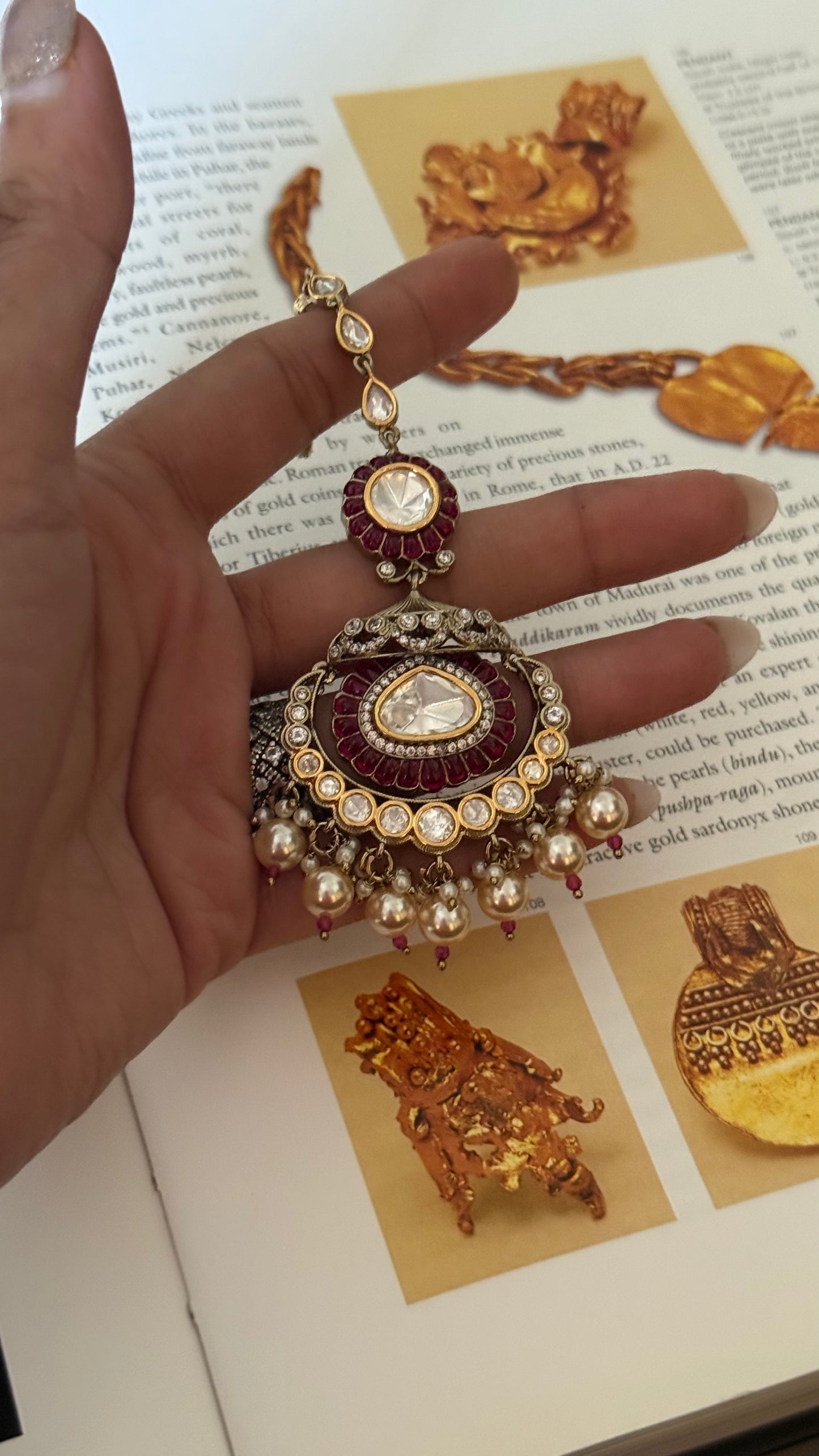 Ruby katdana moissanite maangtika