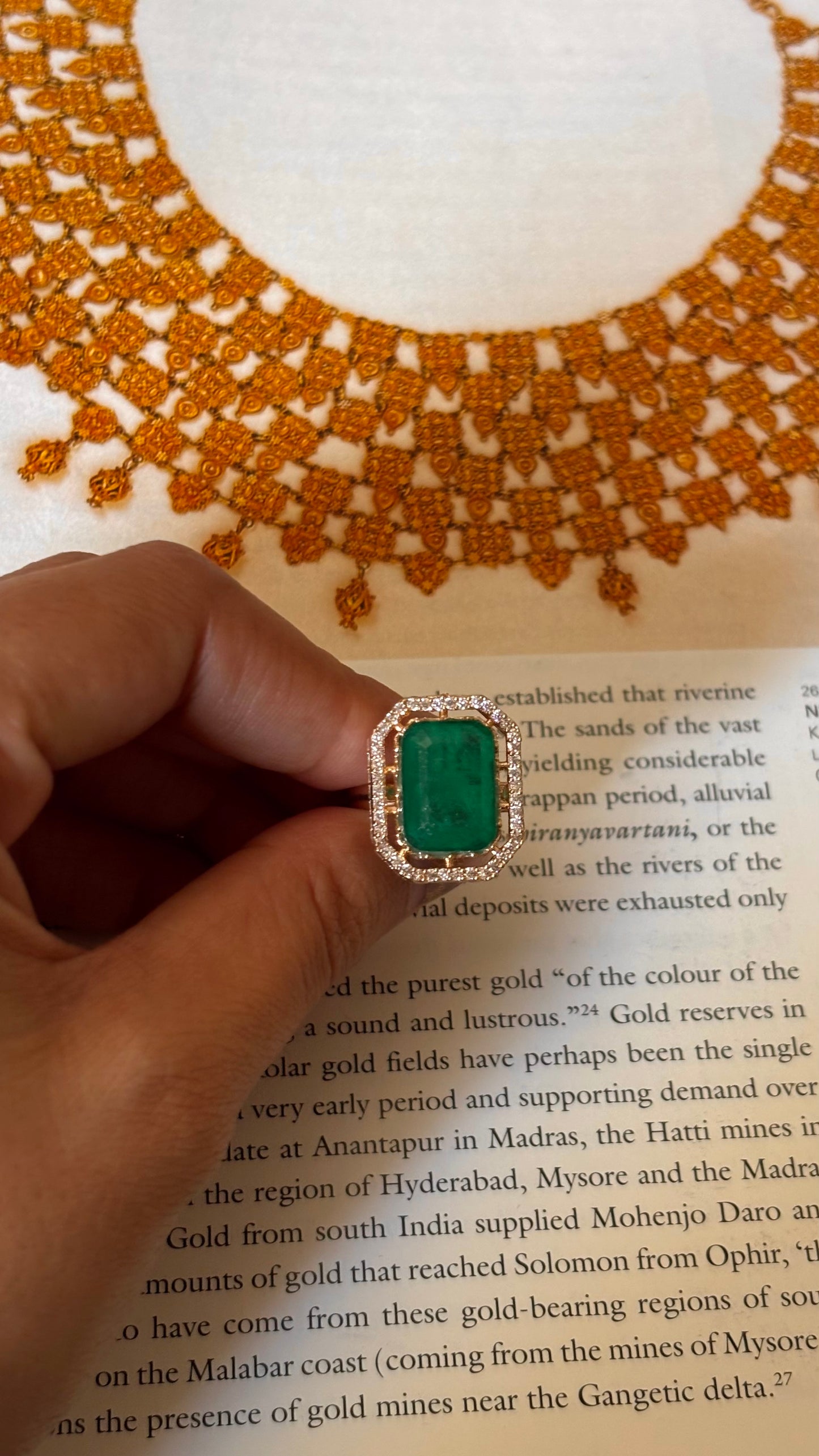 Emerald square shape adjustable ring