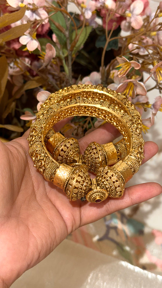 Rajwada floral jaal bangles with ruby detailing