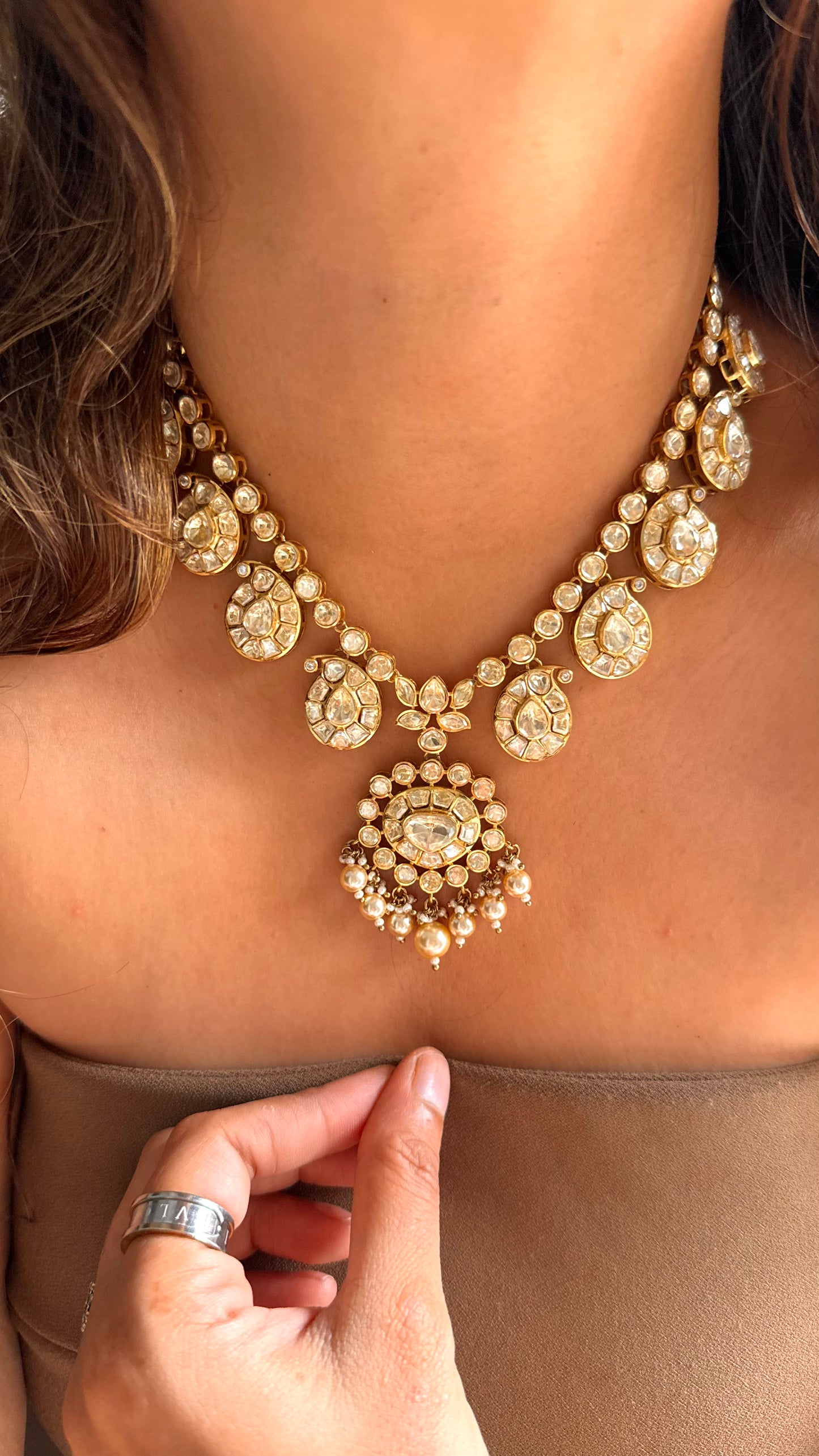 Peeli polki madhubani designer necklace